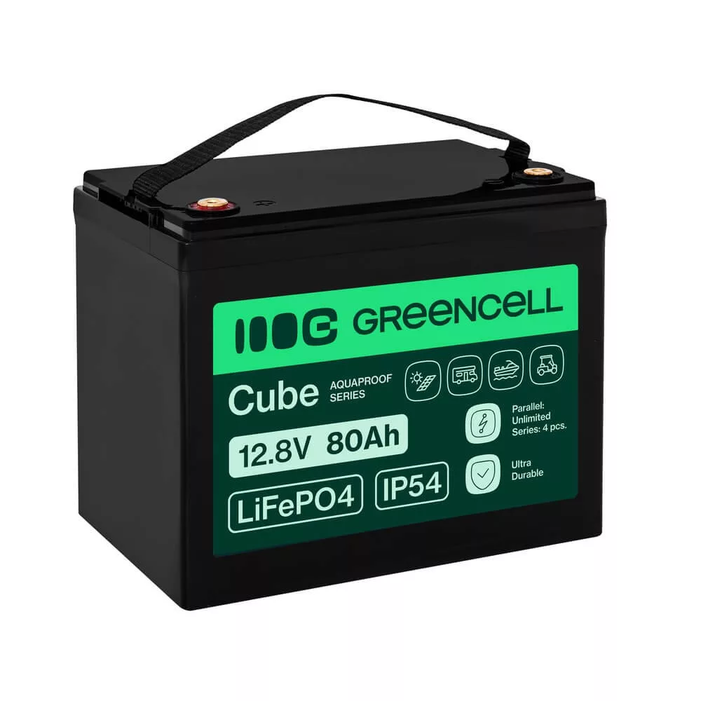   GreenCell CUBE LiFePO4 80Ah 12.8V 1024Wh Lítium-Vas-Foszfát akkumulátor lakóautókhoz takarítógépekhez