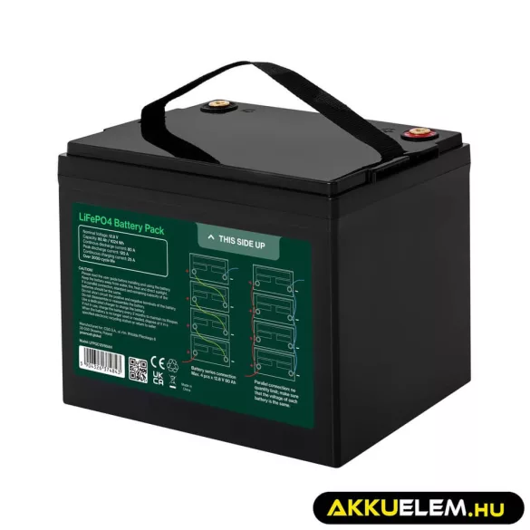 GreenCell CUBE LiFePO4 80Ah 12.8V 1024Wh Lítium-Vas-Foszfát akkumulátor lakóautókhoz takarítógépekhez - GreenCell
