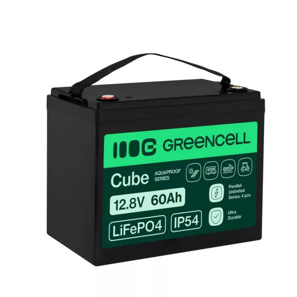 GreenCell CUBE LiFePO4 60Ah 12.8V 768Wh Lítium-Vas-Foszfát akkumulátor lakóautókhoz - GreenCell