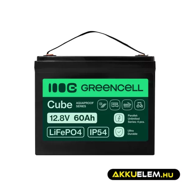 GreenCell CUBE LiFePO4 60Ah 12.8V 768Wh Lítium-Vas-Foszfát akkumulátor lakóautókhoz - GreenCell