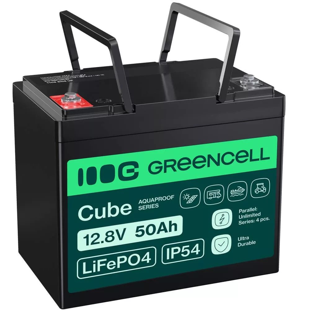 GreenCell CUBE LiFePO4 50Ah 12.8V 640Wh Lítium-Vas-Foszfát akkumulátor lakóautókhoz golfkocsikhoz GreenCell CUBE LiFePO4 50Ah 12.8V 640Wh Lítium-Vas-Foszfát akkumulátor lakóautókhoz golfkocsikhoz