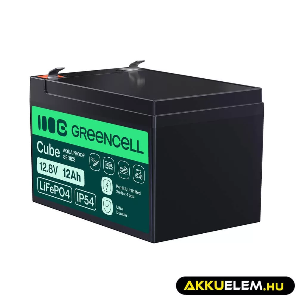 GreenCell CUBE LiFePO4 12Ah 12.8V 153.6Wh Lítium-Vas-Foszfát akkumulátor robogókhoz