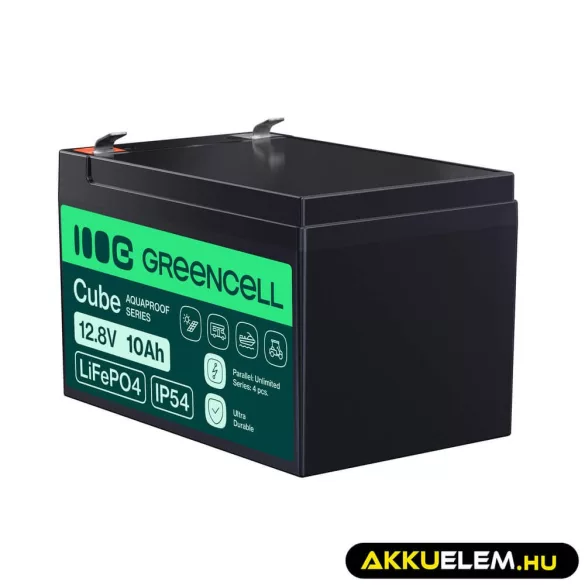 GreenCell CUBE LiFePO4 10Ah 12.8V 128Wh Lithium-iron-phosphate akkumulátor - GreenCell
