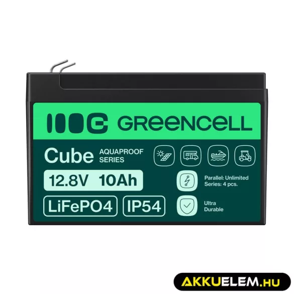 GreenCell CUBE LiFePO4 10Ah 12.8V 128Wh Lithium-iron-phosphate akkumulátor - GreenCell