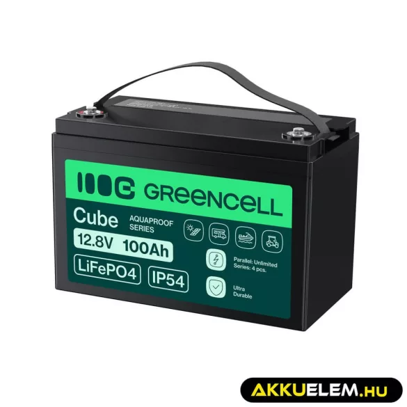 GreenCell CUBE LiFePO4 100Ah 12.8V 1280Wh Lítium-Vas-Foszfát akkumulátor hajókhoz - GreenCell