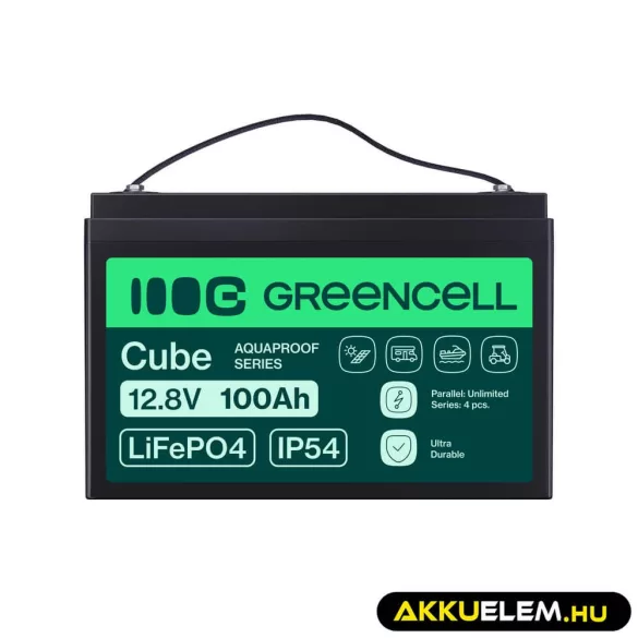 GreenCell CUBE LiFePO4 100Ah 12.8V 1280Wh Lítium-Vas-Foszfát akkumulátor hajókhoz - GreenCell