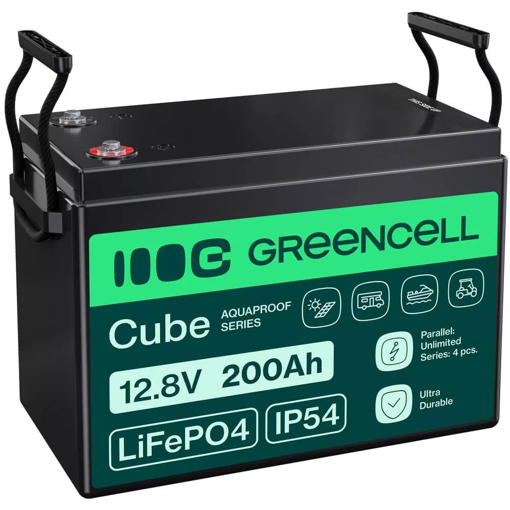   GreenCell CUBE LiFePO4 200Ah 12.8V Lítium-Vas-Foszfát akkumulátor lakóautókhoz napelemes rendszerekhez hajókhoz