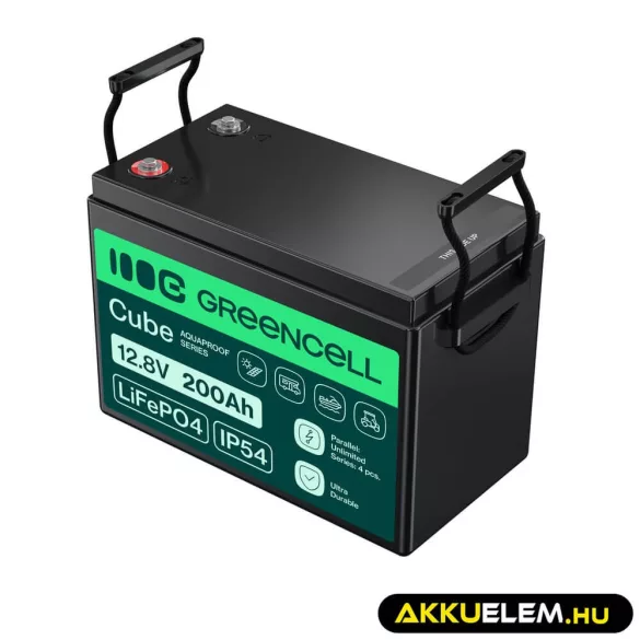GreenCell CUBE LiFePO4 200Ah 12.8V Lítium-Vas-Foszfát akkumulátor lakóautókhoz napelemes rendszerekhez hajókhoz - GreenCell