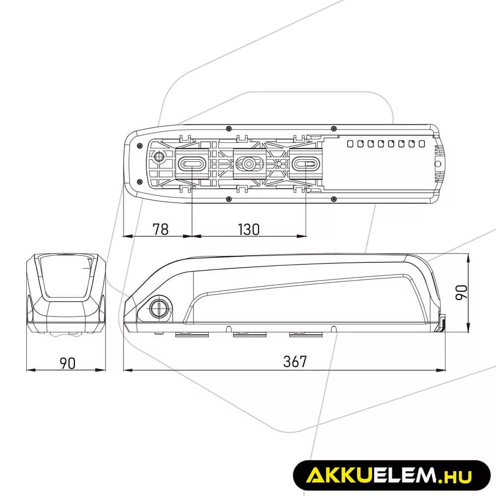 Utángyártott PowerMove E-Bike akkumulátor 48V 14.5Ah Li-Ion Down Tube Töltővel