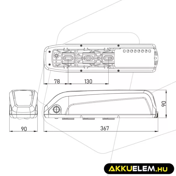 Utángyártott PowerMove E-Bike akkumulátor 48V 14.5Ah Li-Ion Down Tube Töltővel - GreenCell