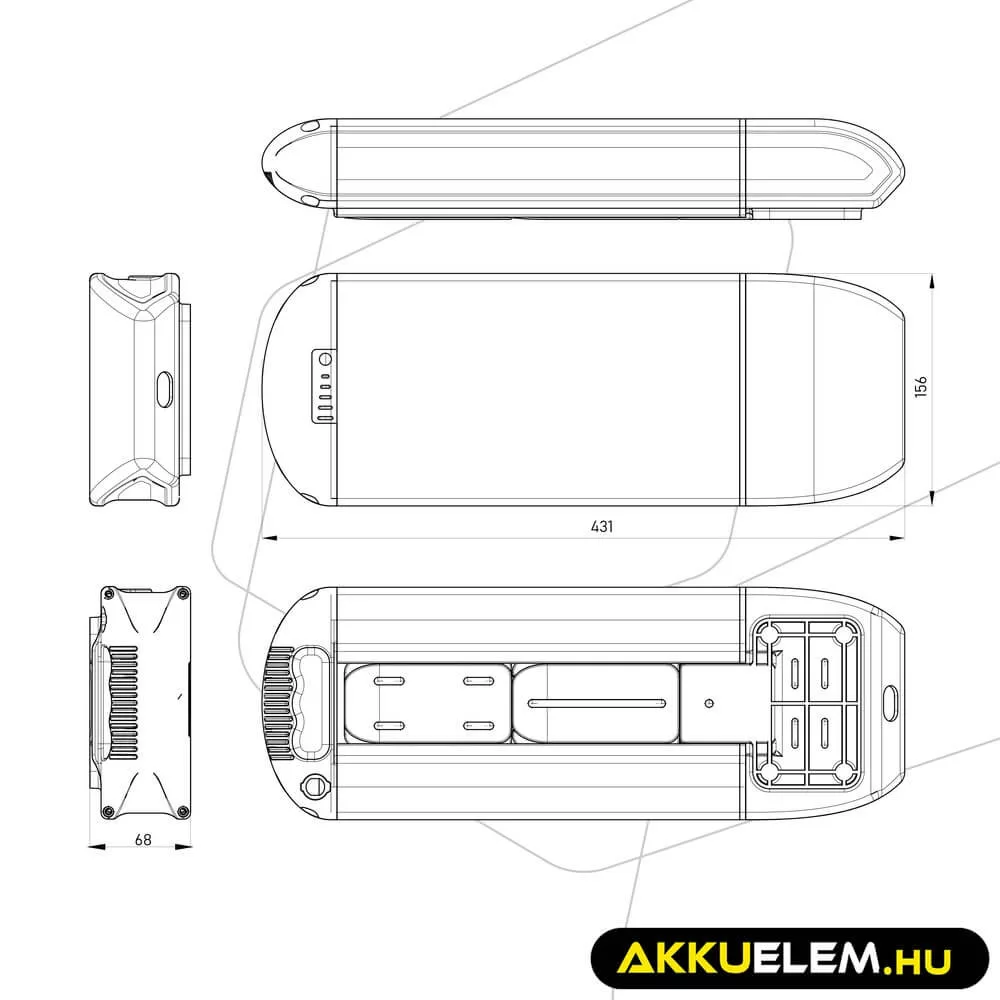 Utángyártott E-Bike akkumulátor 36V 15Ah Li-Ion Rear Rack Töltővel
