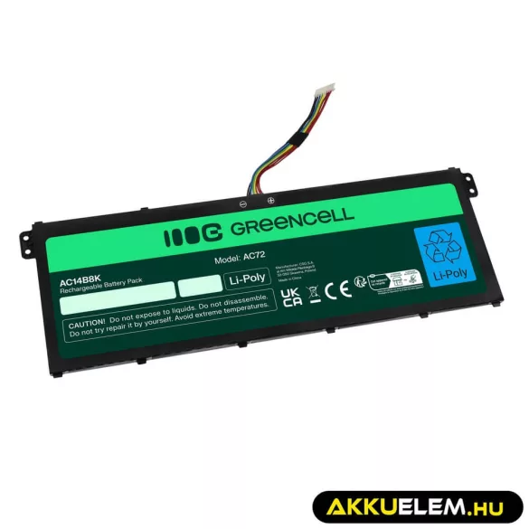 Utángyártott laptop akkumulátor AC14B3K AC14B8K Acer Aspire 5 A515 A517 R15 R5-571T Spin 3 SP315-51 SP513-51 Swift 3 SF314-52 - GreenCell