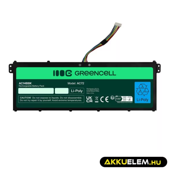 Utángyártott laptop akkumulátor AC14B3K AC14B8K Acer Aspire 5 A515 A517 R15 R5-571T Spin 3 SP315-51 SP513-51 Swift 3 SF314-52 - GreenCell