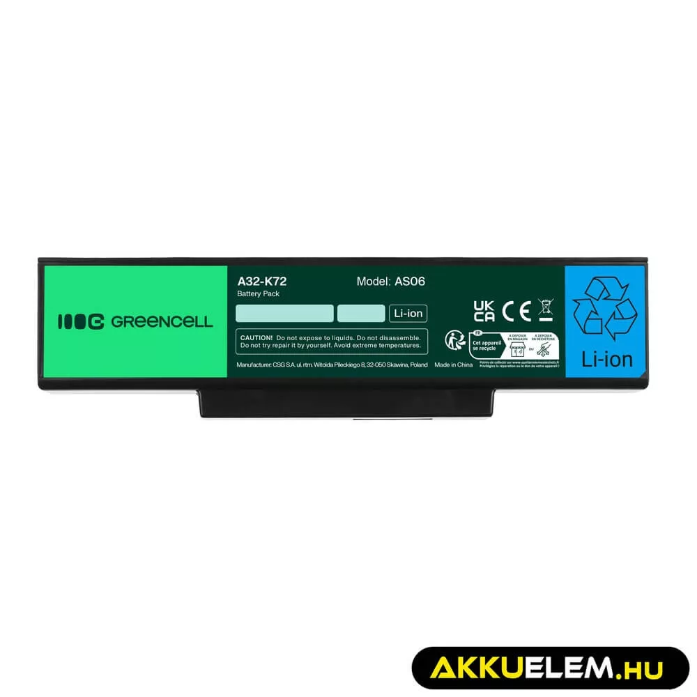 Utángyártott laptop akkumulátor A32-K72 A32-N71 Asus K72 K72J K72F K73SV N71 N71J N73SV X73S
