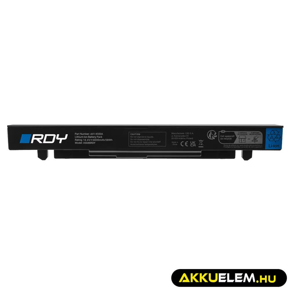 Utángyártott laptop akkumulátor A41-X550A Asus A550 F550J F550L R510 R510C R510J R510JK R510L