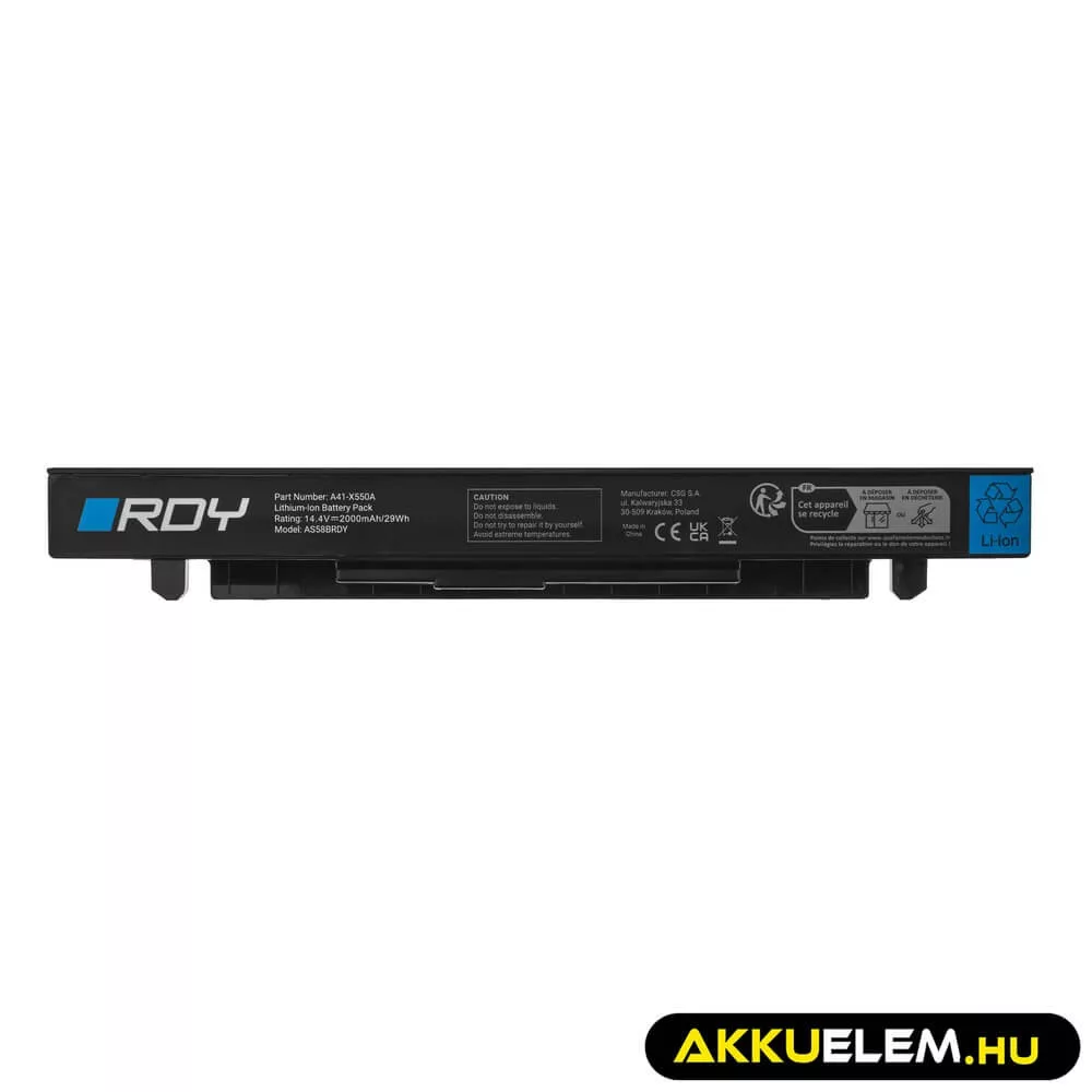 Utángyártott Laptop laptop akkumulátor A41-X550A Asus A550 F550J F550L R510 R510C R510J R510JK R510L R510CA X550 X550C X550CA X550CC X550L