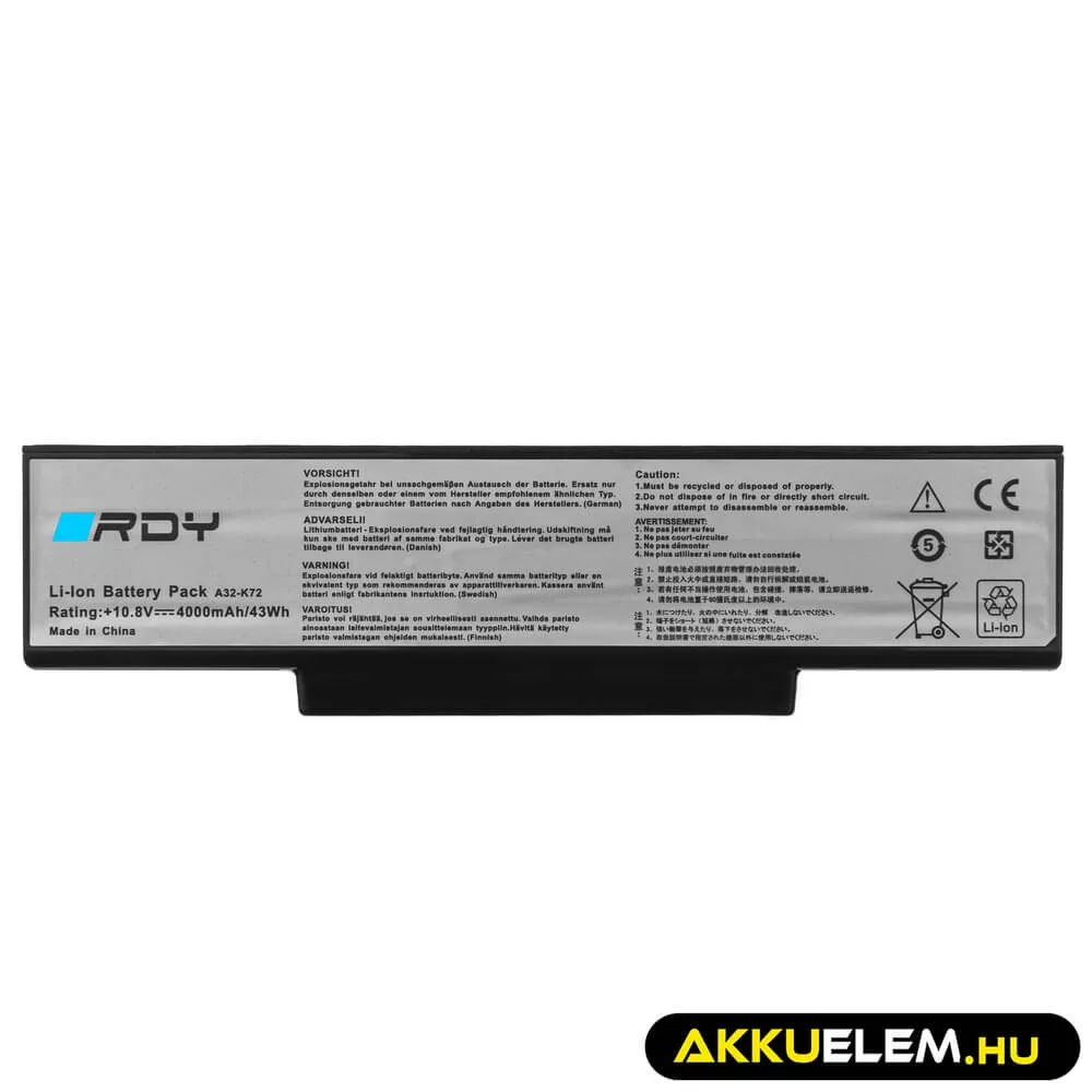 Utángyártott laptop akkumulátor A32-K72 Asus N71 K72 K72J K72F K73S K73SV N71 N71J