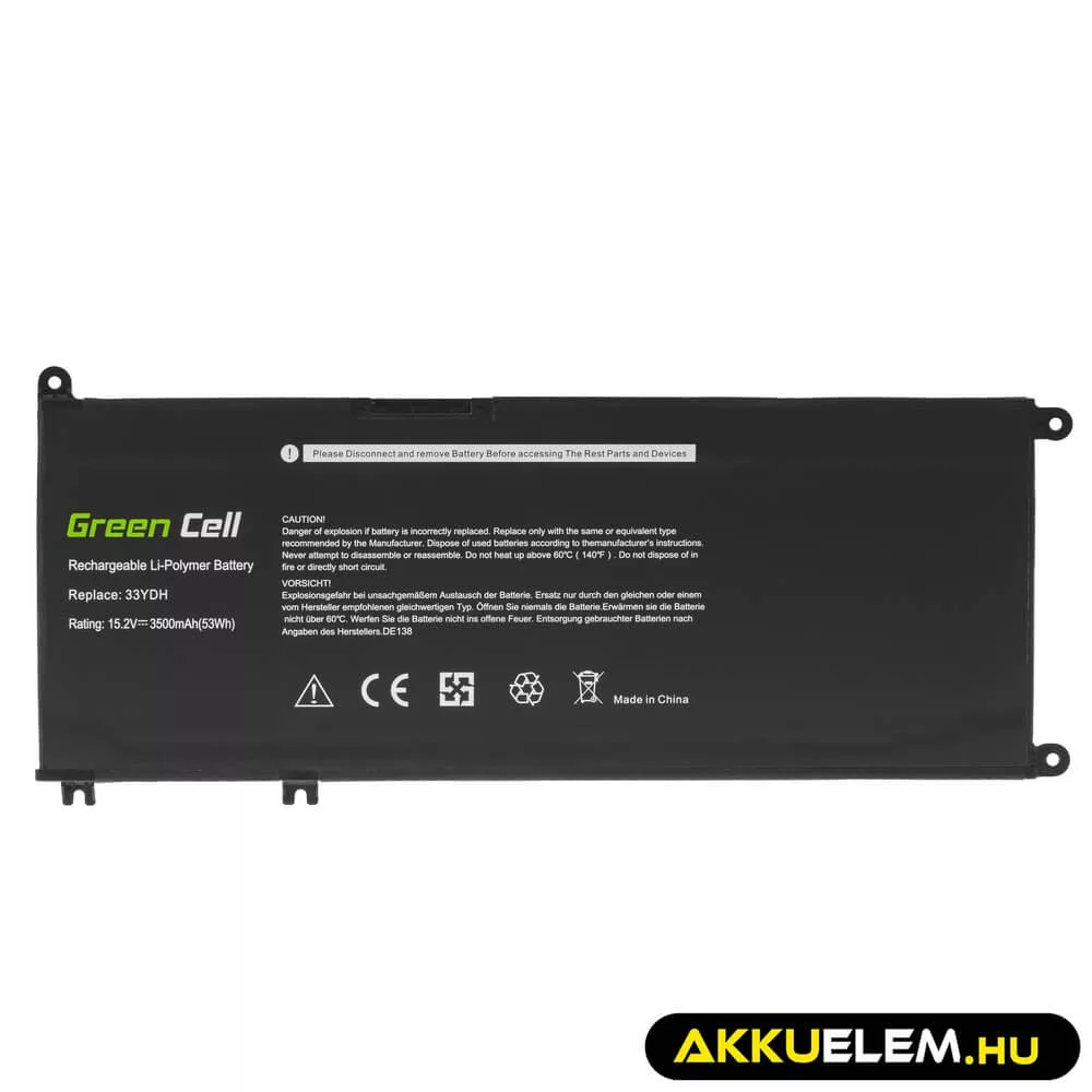 Utángyártott laptop akkumulátor 33YDH Dell Inspiron G3 3579 3779 G5 5587 G7 7588 7577 7773 7778 7779 7786 Latitude 3380 3480 3490 3590
