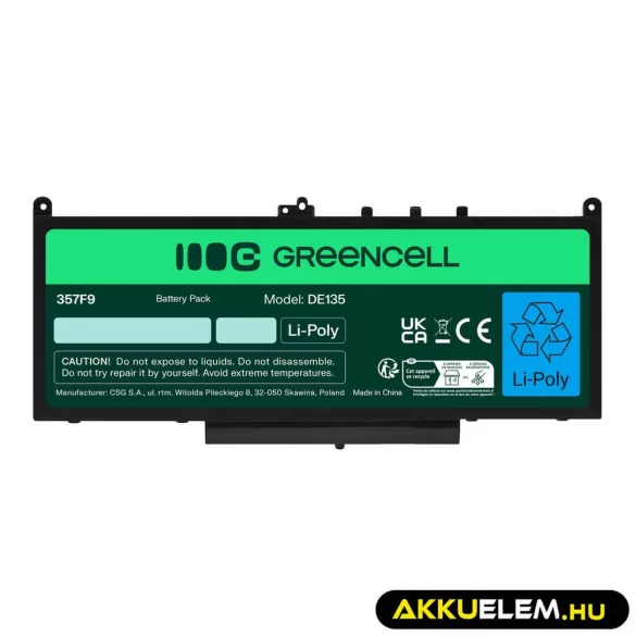 Utángyártott laptop akkumulátor J60J5 Dell Latitude E7270 E7470 - GreenCell