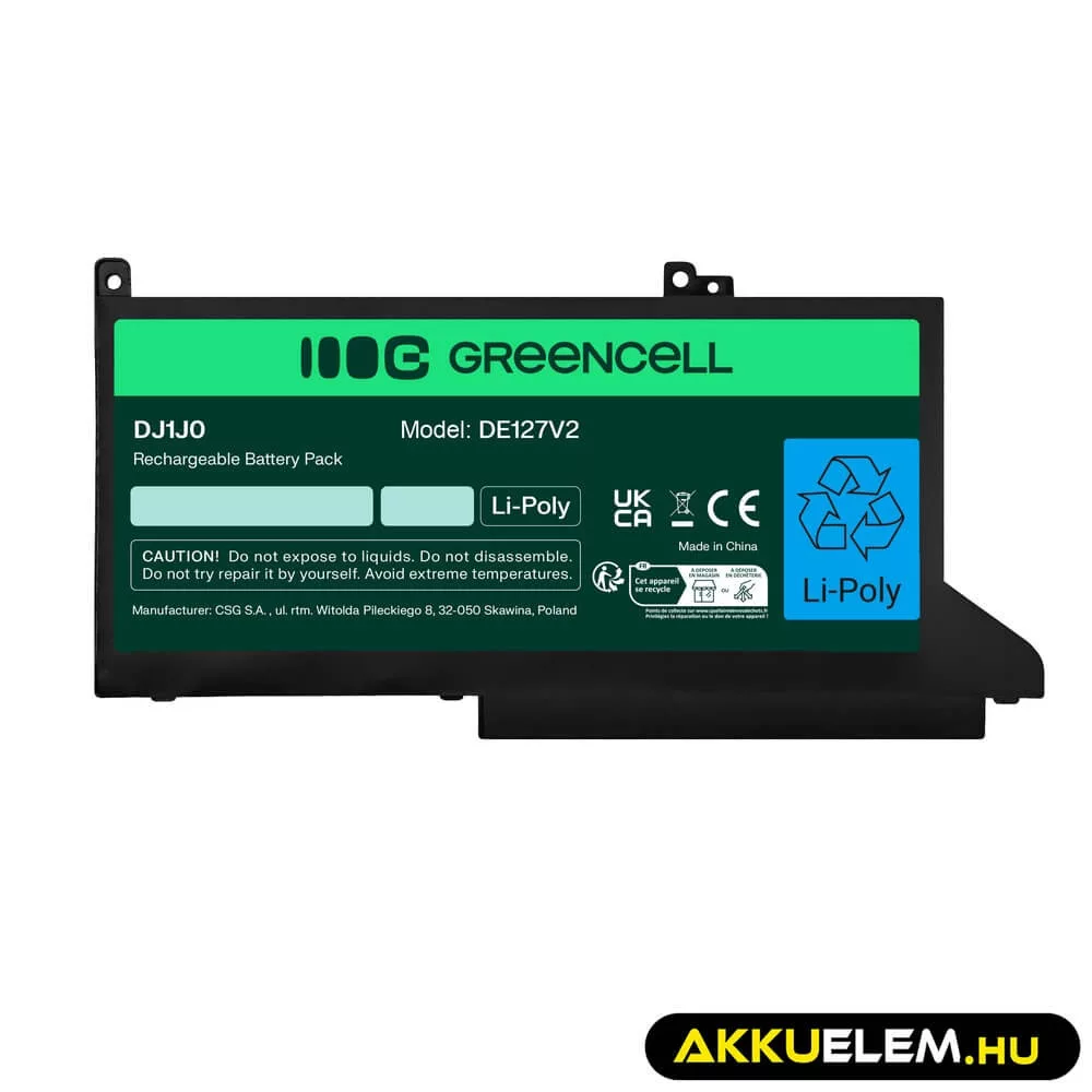 Utángyártott laptop akkumulátor DJ1J0 Dell Latitude 7280 7290 7380 7390 7480 7490