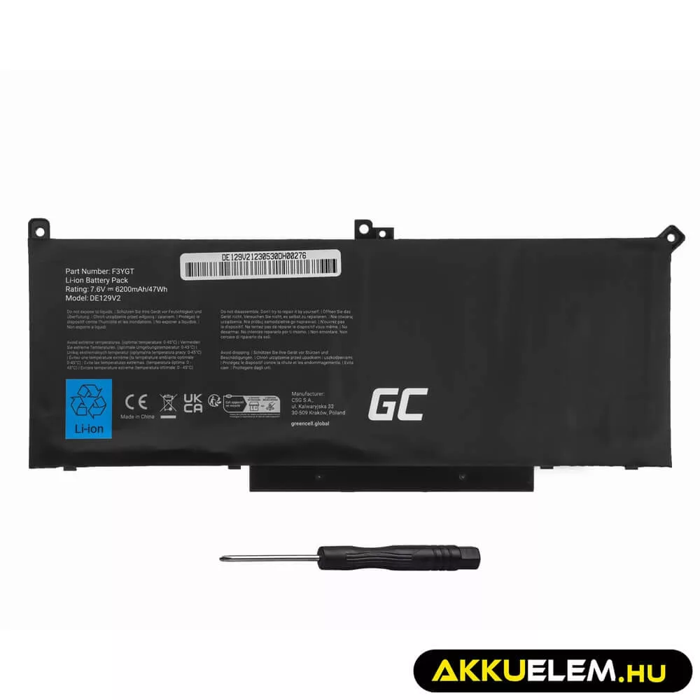 Utángyártott laptop akkumulátor F3YGT Dell Latitude 7280 7290 7380 7390 7480 7490