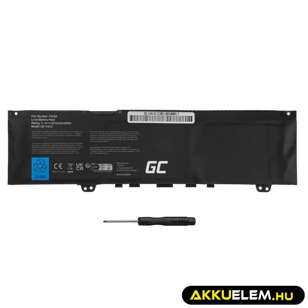 Utángyártott laptop akkumulátor F62G0 Dell Inspiron 13 5370 7370 7373 7380 7386 Dell Vostro 5370
