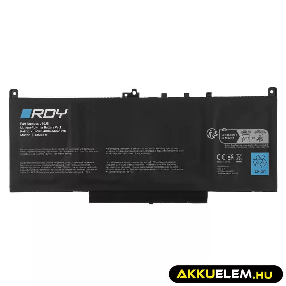 Utángyártott Laptop akkumulátor J60J5 Dell Latitude E7270 E7470