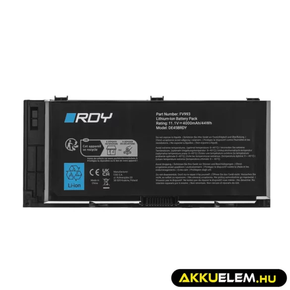 Utángyártott laptop akkumulátor FV993 Dell Precision M4600 M4700 M4800 M6600 M6700 M6800 - GreenCell