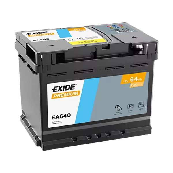 64Ah EXIDE Premium EA640 autó akkumulátor JOBB+ 64Ah EXIDE Premium EA640 autó akkumulátor JOBB+