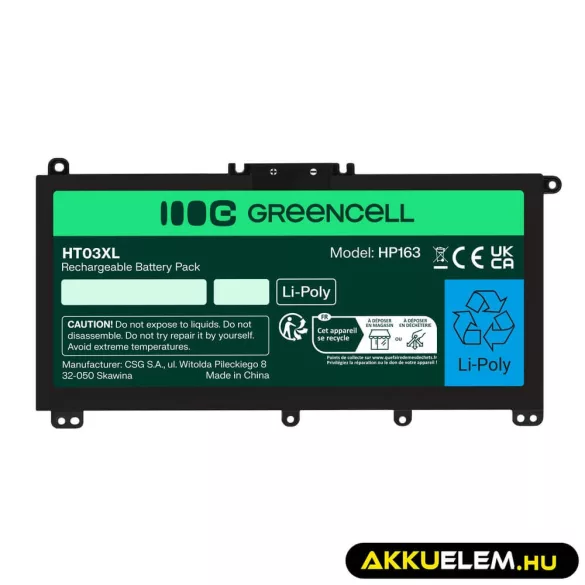 Utángyártott laptop akkumulátor HT03XL L11119-855 HP 250 G7 G8 255 G7 G8 240 G7 G8 245 G7 G8 470 G7 HP 14 15 17 HP Pavilion 14 15 - GreenCell