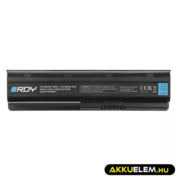Utángyártott laptop akkumulátor MU06 HP Compaq 635 650 655 Pavilion G6 G7 Presario CQ62 - GreenCell