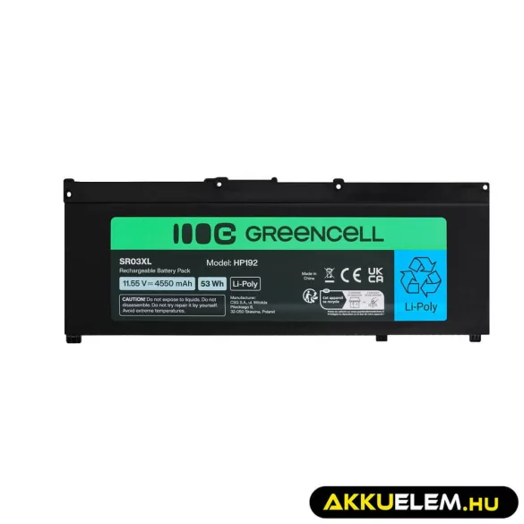 Utángyártott laptop akkumulátor HP SR03XL HP Pavilion Gaming 15 - GreenCell
