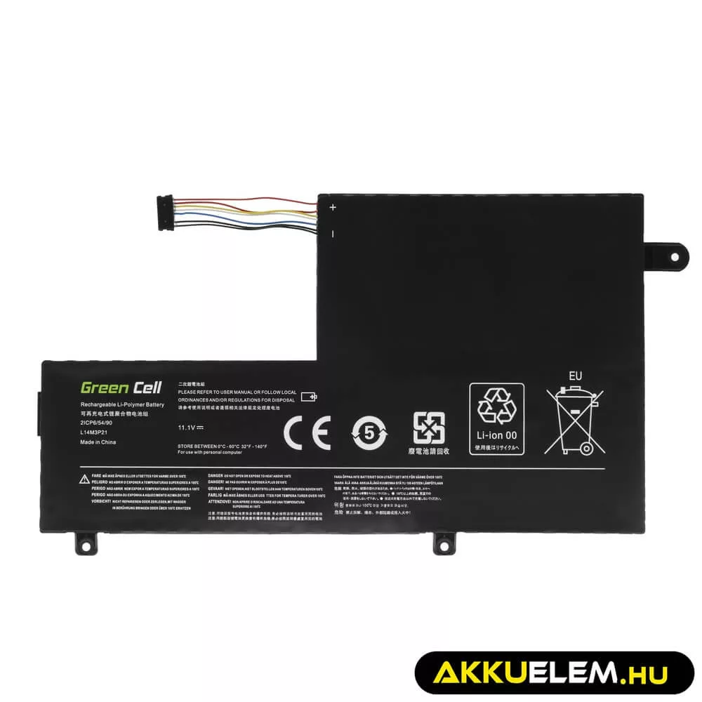 Utángyártott laptop akkumulátor L14M3P21 Lenovo Yoga 500-14IBD 500-14ISK 500-15IBD 500-15ISK
