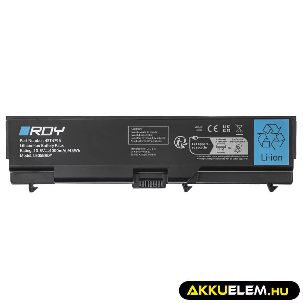 Utángyártott Laptop laptop akkumulátor 42T4235 42T4795 Lenovo ThinkPad L510 L512 L520 SL410 SL510 T410 T410i T420 T420i T510 T520 W510 W520