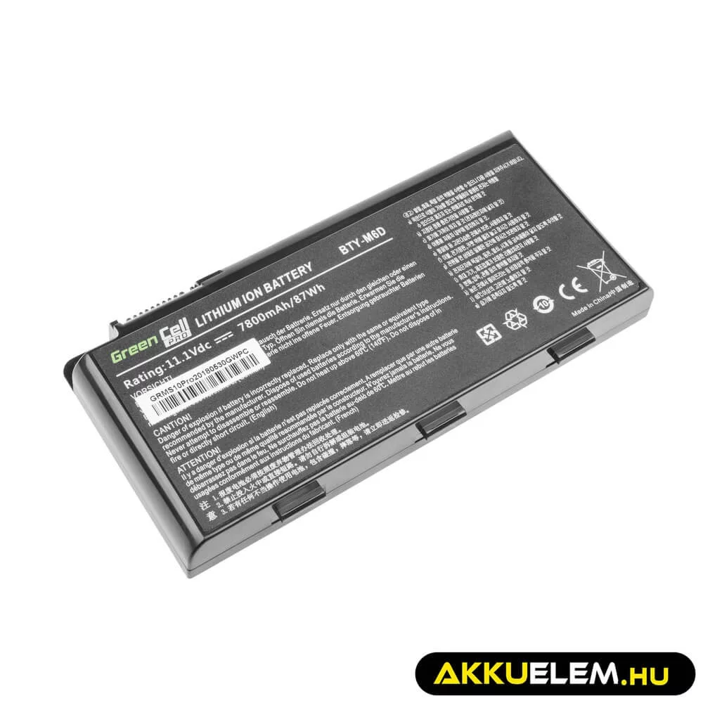 Utángyártott laptop akkumulátor PRO BTY-M6D MSI GT60 GT70 GT660 GT680 GT683 GT780 GT783 GX660 GX680 GX780