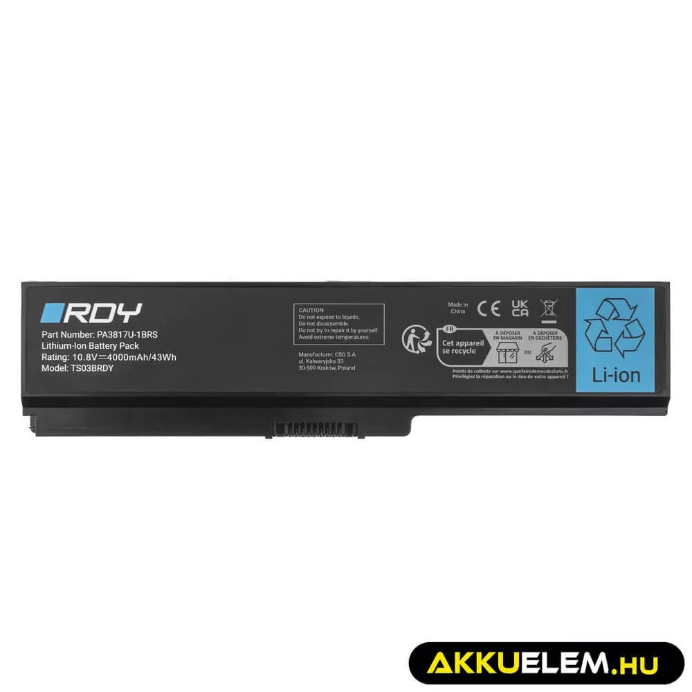 Utángyártott laptop akkumulátor PA3817U-1BRS PA3818U-1BAS Toshiba Satellite C650 C650D C660 C660D C665 L750 L750D L755D L770 L775