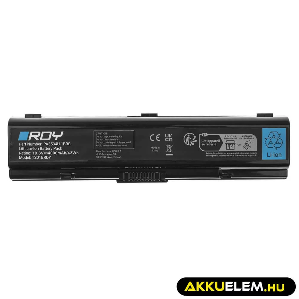Utángyártott laptop akkumulátor PA3534U-1BRS Toshiba Satellite A200 A205 A300 A300D A350 A500 A505 L200 L300 L300D