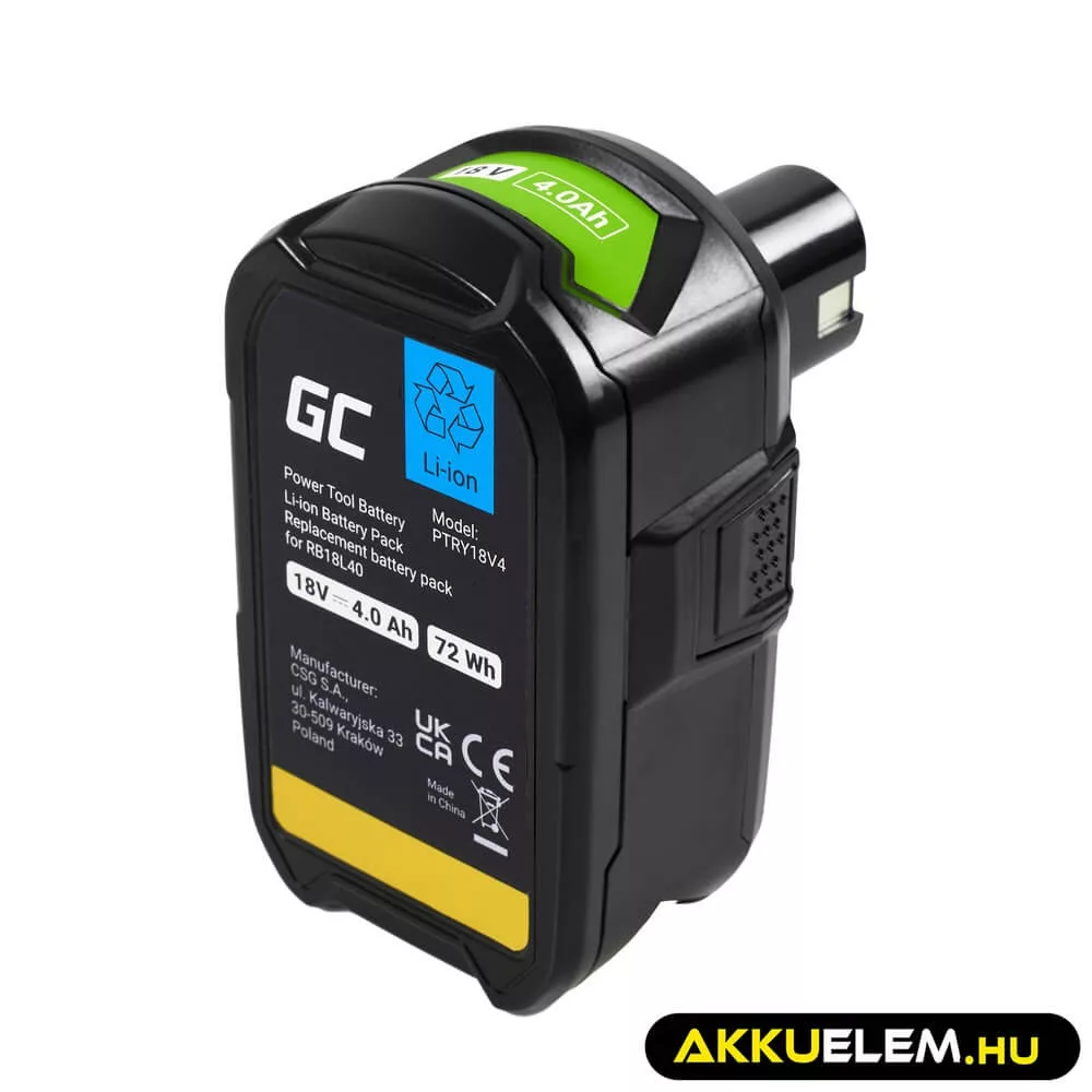 Utángyártott szerszámgép akkumulátor Ryobi ONE+ 18V 4Ah RB18L40