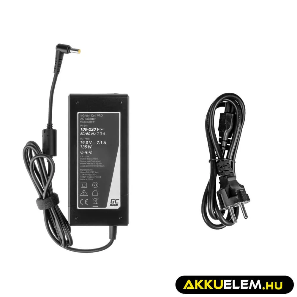Utángyártott PRO laptop adapter töltő / AC Adapter 19V 7.1A 135W Acer Aspire Nitro V15 VN7-571G VN7-572G VN7-591G VN7-592G