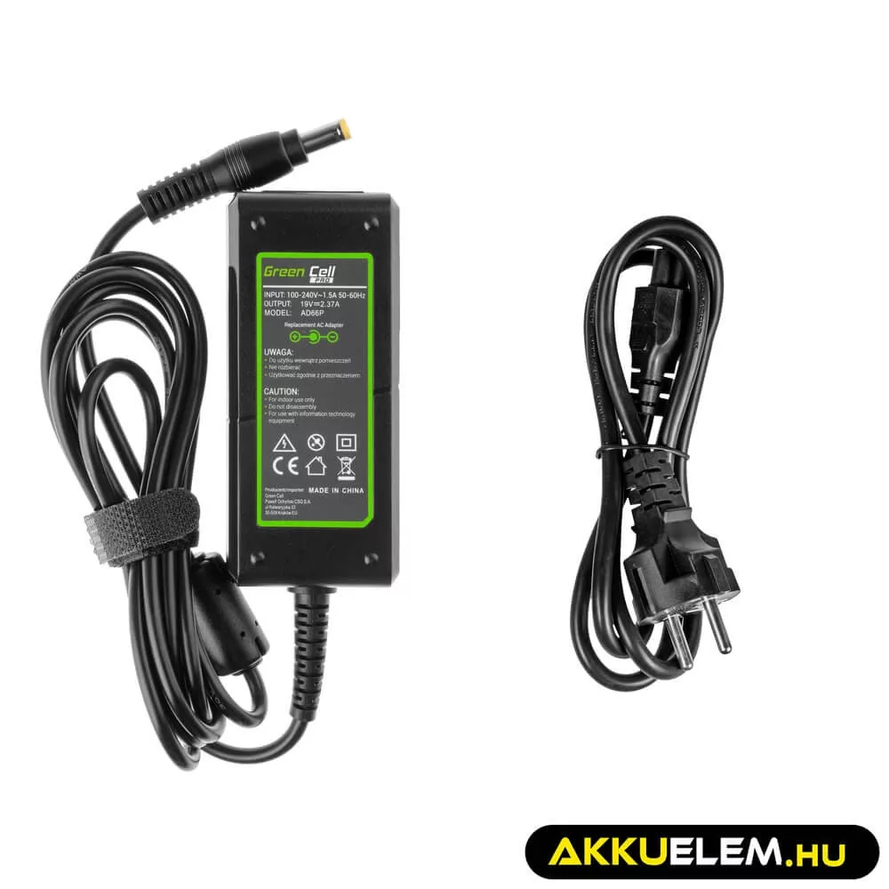 Utángyártott PRO laptop adapter töltő / AC Adapter 19V 2.37A 45W Acer Aspire E5-511 E5-521 E5-573 E5-573G ES1-131 ES1-512 ES1-531 V5-171