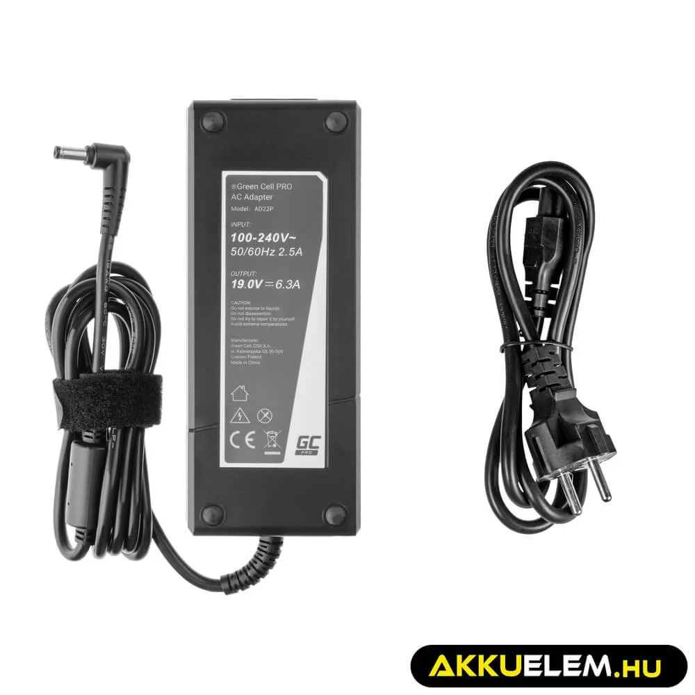 Utángyártott PRO laptop adapter töltő / AC Adapter 19V 6.3A 120W Asus G56 G60 K73 K73S K73SD K73SV F750 X750 MSI GE70 GT780