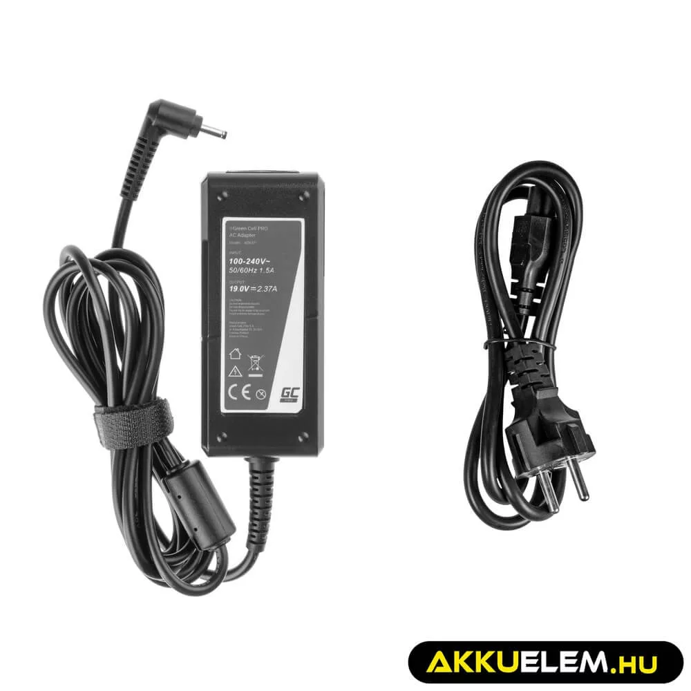 Utángyártott PRO laptop adapter töltő / AC Adapter 19V 2.37A 45W Asus ZenBook UX21E UX31E Acer Chromebook 11 CB3-111 13 CB5-311