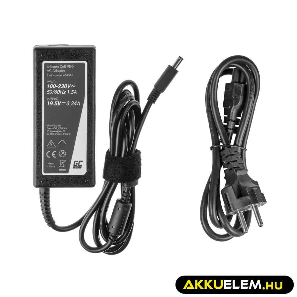 Utángyártott PRO laptop adapter töltő / AC Adapter 19.5V 3.34A 65W Dell Inspiron 15 3543 3558 3559 5552 5558 5559 5568 17 5758 5759