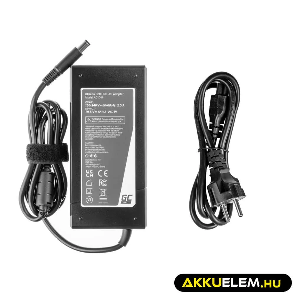 Utángyártott PRO laptop adapter töltő / AC Adapter 19.5V 12.3A 240W Dell Precision 7510 7710 M4700 M4800 M6600 M6700 M6800 Alienware 17