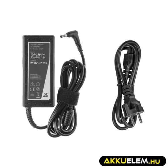 Utángyártott PRO laptop adapter töltő / AC Adapter 20V 2.25A 45W Lenovo IdeaPad 110 110-15 100-15IBY 110-15IBR 320-15ISK 320-15AST - GreenCell
