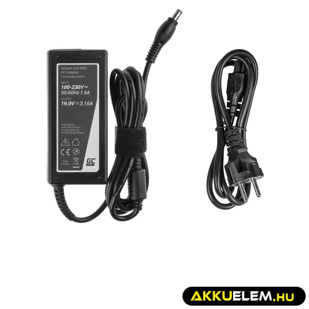 Utángyártott PRO töltő / AC Adapter 19V 3.16A 60W Samsung R519 R719 RV510 NP270E5E NP275E5E NP300E5A NP300E5E NP300E5C