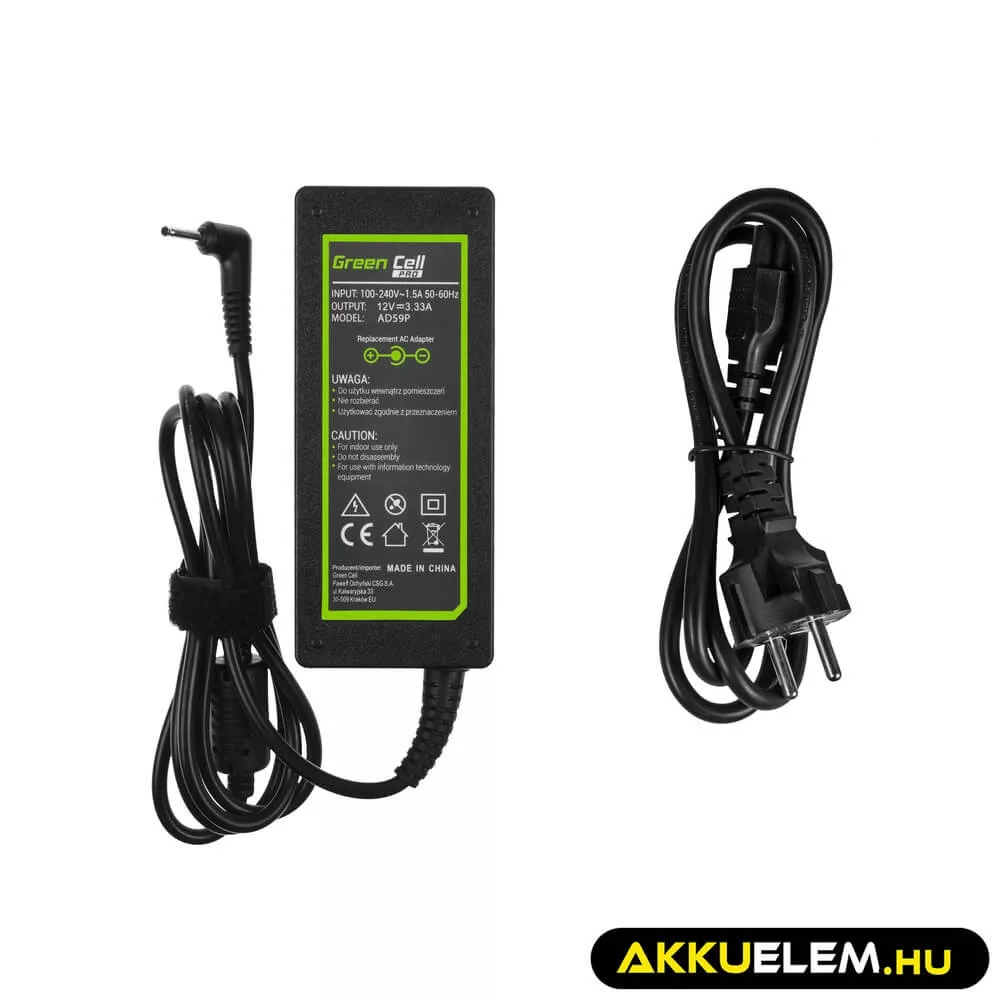 Utángyártott PRO töltő / AC Adapter 12V 3.33A 40W Samsung 303C XE303C12 500C XE500C13 500T XE500T1C 700T XE700T1C