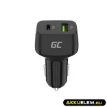 Greencell autós töltő USB-C 48W (Power Delivery 30W QC 3.0) - GreenCell