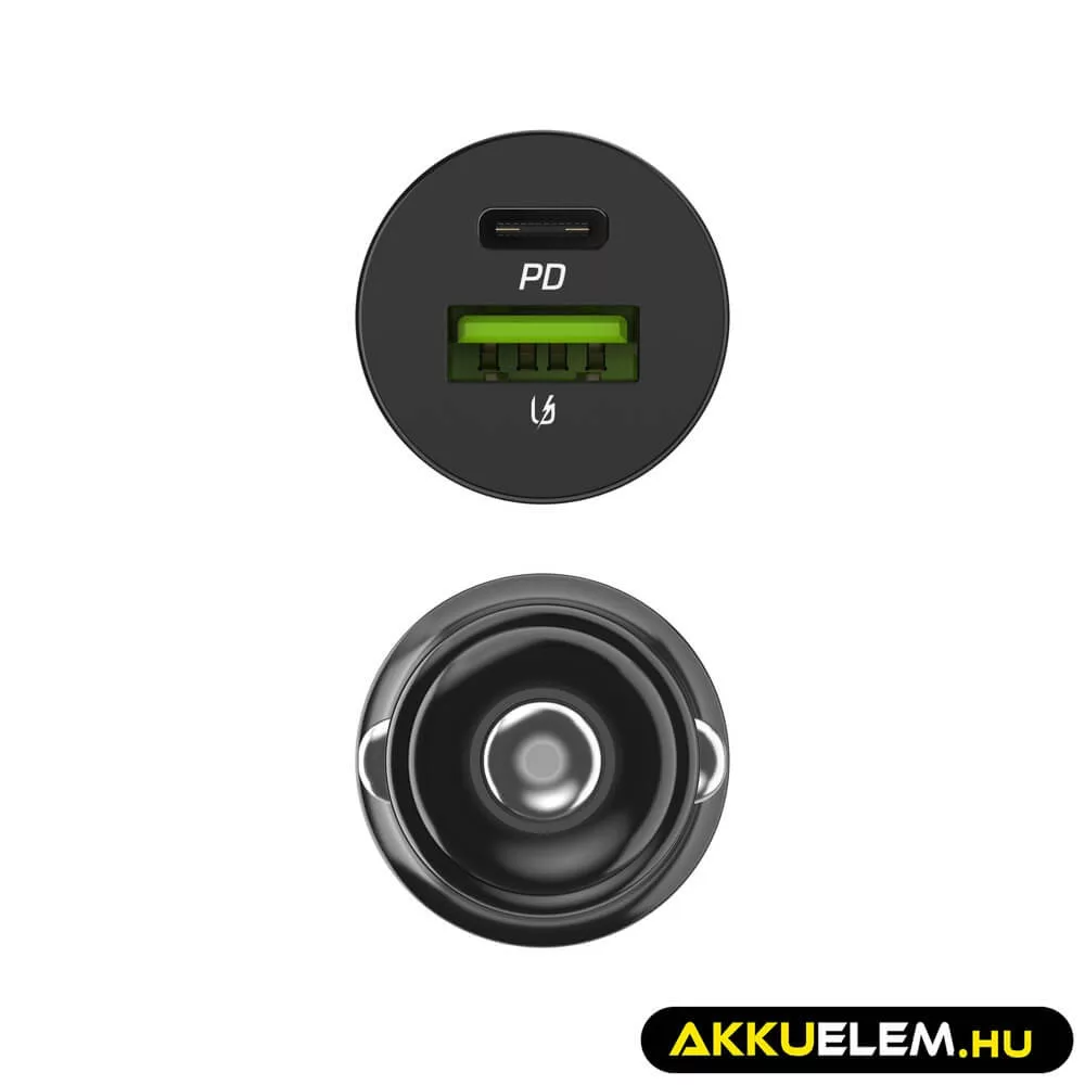 Greencell autós töltő 38W PowerRide Nano38 mit USB-C USB-A Power Delivery Ultra Charge