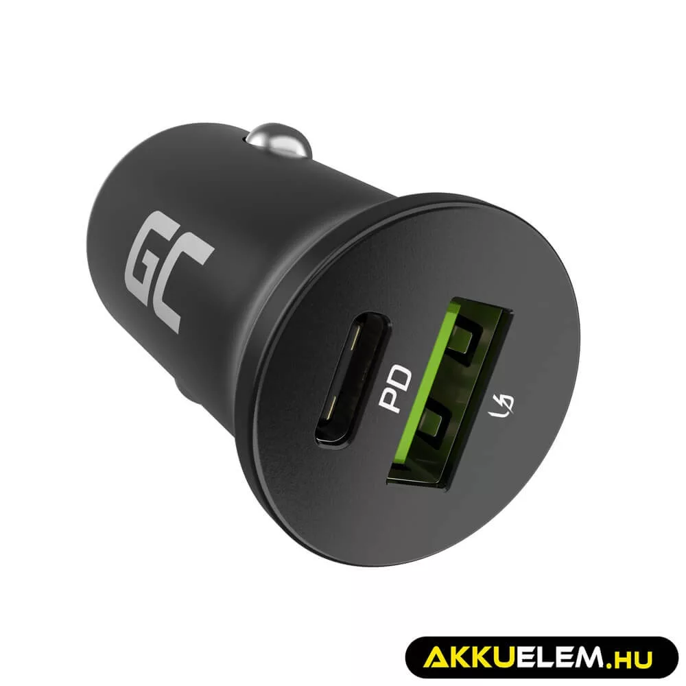 Greencell autós töltő 38W PowerRide Nano38 mit USB-C USB-A Power Delivery Ultra Charge